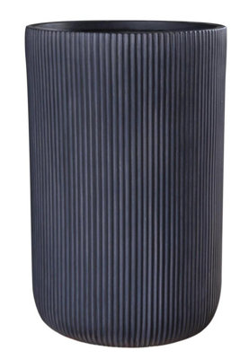 IDEALIST Ribbed Black Cylinder Planter, Outdoor Plant Pot D30.5 H47.5 cm, 35L