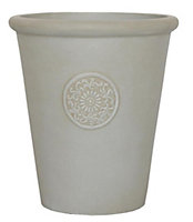 IDEALIST Rustic Style Rolled Rim Beige Garden Round Garden Planter Vase, Outdoor Plant Pot D30 H34 cm, 24L