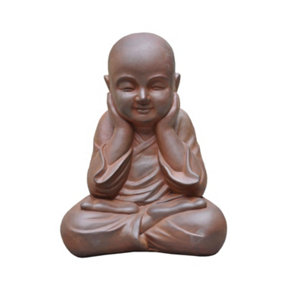 IDEALIST Sitting Baby Monk Rusty Indoor and Outdoor Statue L29.5 W23.5 H39 cm