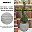 IDEALIST Straw Plaited Style White Washed Ball Planter, Outdoor Plant Pot D37 H29 cm, 24L