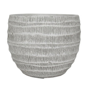IDEALIST Straw Plaited Style White Washed Ball Planter, Outdoor Plant Pot D50 H38 cm, 52L
