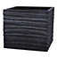 IDEALIST Straw Ribbed Black Vintage Style Square Outdoor Planter H36 L40 W40 cm, 49.1L