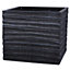 IDEALIST Straw Ribbed Black Vintage Style Square Outdoor Planter H46 L50 W50 cm, 101.4L