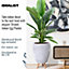 IDEALIST Striped Egg White Planter with Legs, Round Indoor Plant Pot Stand for Indoor Plants D35.5 H52 cm, 35.3L