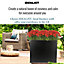 IDEALIST Tall Narrow Trough Garden Planter, Black Light Concrete Outdoor Large Plant Pot H50.5 L60 W30 cm, 91L