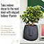 IDEALIST Textured Concrete Effect Black Oval Face Planter, Indoor Head Plant Pot for Indoor Plants L30.5 W29.5 H29.5 cm, 13.9L