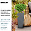IDEALIST Textured Concrete Effect Garden Tall Grey Planter, Outdoor Plant Pot with Tapered Shape W18.5 H39 L18.5 cm, 13L