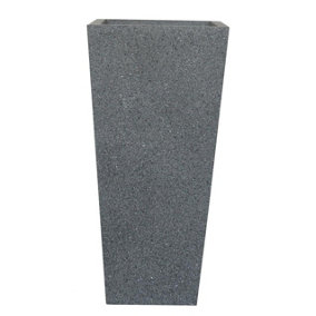 IDEALIST Textured Concrete Effect Garden Tall Grey Planter, Outdoor Plant Pot with Tapered Shape W24.5 H51 L24.5 cm, 31L