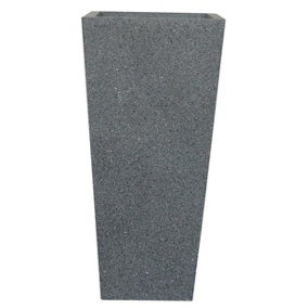 IDEALIST Textured Concrete Effect Garden Tall Grey Planter, Outdoor Plant Pot with Tapered Shape W32 H65 L32 cm, 67L