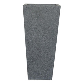IDEALIST Textured Concrete Effect Garden Tall Grey Planter, Outdoor Plant Pot with Tapered Shape W43 H89.5 L43 cm, 165L