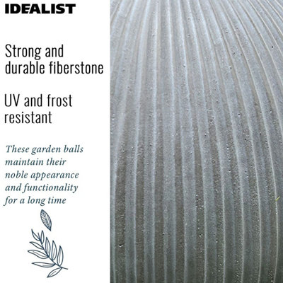 IDEALIST Vertical Ribbed Light Grey Outdoor Garden Decorative Ball D24.5 H22.5 cm