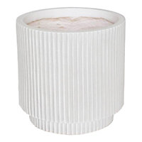 IDEALIST Vertical Ribbed White Cylinder Outdoor Planter D24 H24 cm, 7.6L