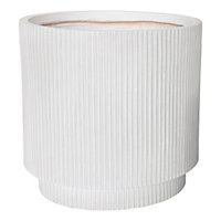IDEALIST Vertical Ribbed White Cylinder Outdoor Planter D45 H45 cm, 59.5L