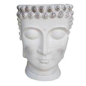 IDEALIST White Face Head Buddha Face Planter Table, Oval Indoor Head Plant Pot for Indoor Plants L19 W18 H24 cm, 2.6L