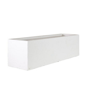 IDEALIST Window Flower Box Garden Planter, White Light Concrete Outdoor Plant Pot L80 W17 H17.5 cm, 24L