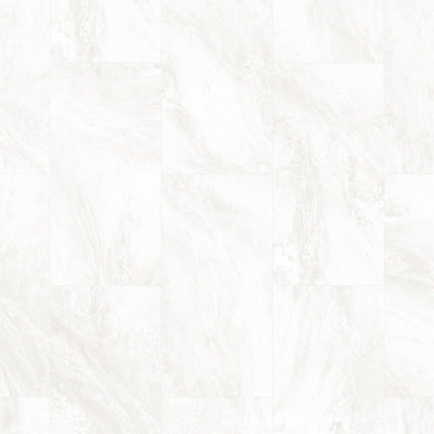 Ident White Marble Effect Glue-Down Luxury Vinyl Tile - (2mm LVT) For Home & Contract Commercial Use - Covers 4.86sqm