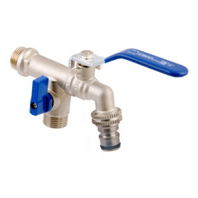 Idmar 1/2x3/4 Inch Duo Dual Garden Tap Valve Water Faucet with Handle