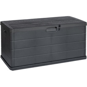 idooka Large 340L Plastic Garden Storage Box Grey Faux Wood Panelling Design