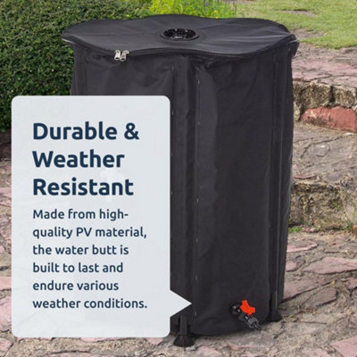 idooka Large Collapsible 500L Rainwater Butt + Tap Lid Hose Connector