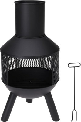 idooka Metal Fire Chiminea Tripod for Garden + Flue Poker