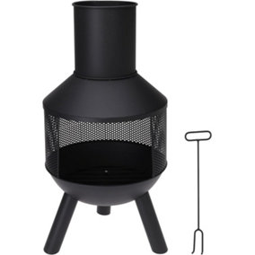 idooka Metal Fire Chiminea Tripod for Garden + Flue Poker