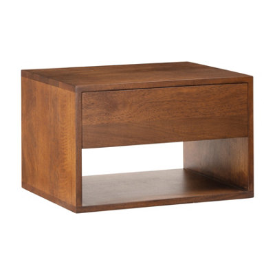 Idris Floating Nightstand Walnut Solid Wood Nightstand Bedside Side Table