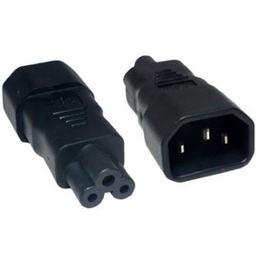 IEC Male Kettle (C14) to Clover Leaf Female (C5) Power Adapter 10A Plug Socket