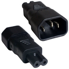 IEC Male Kettle (C14) to Figure of 8 Female (C7) Power Adapter 10A Plug Socket