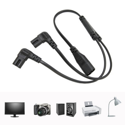 IEC320 C8 to Dual C7 Power Splitter Cable:Male to Female,1 Input&2 Outputs for Monitors&Lamps