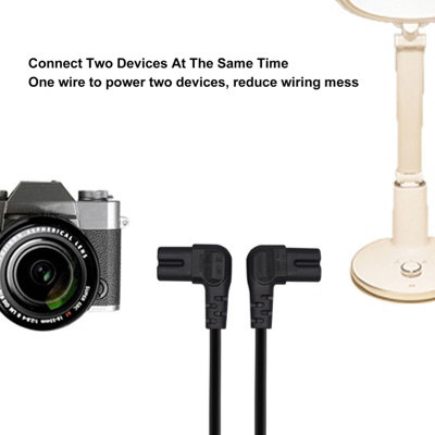 IEC320 C8 to Dual C7 Power Splitter Cable:Male to Female,1 Input&2 Outputs for Monitors&Lamps