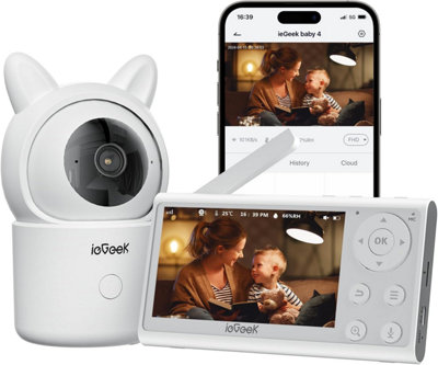 ieGeek 1080p Baby Monitor with 4.3 Inch Split Screen, 360 degrees PTZ, 4x Zoom, Night Vision, Crying Detection