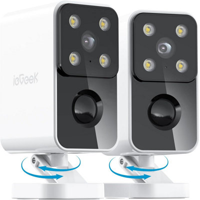 ieGeek 2K Wireless Outdoor Security Camera - Twin Pack, Battery Powered, WiFi, Colour Night Vision