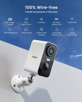 ieGeek 2K Wireless Outdoor Security Camera with Rechargeable Battery ...