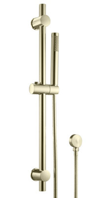 iflo Wall Riser Rail Kit With Round Microphone Handset - Brushed Brass