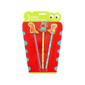 IG Design Dinosaurs Pencil and Topper (Pack of 3) Multicoloured (One Size)