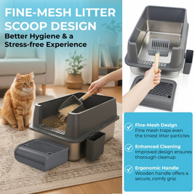 Indoor Cat Potty With Privacy Extra Large Cat Litter Box With High Walls &  Low Entry  Easy Clean Grey Tray For Senior & Big Cats Bac Litiere Pour Chat