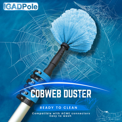 IGADPole 12ft, 3.6m Washing Kit, Water-fed Brush, Cobweb Duster and 10in, 25cm Squeegee and Soap Dispenser, Window Cleaning Pole