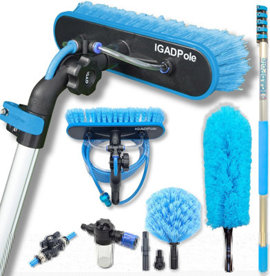 IGADPole 24ft (7m) Washing Kit: Water-fed Brush, Soap Dispenser and hose tap