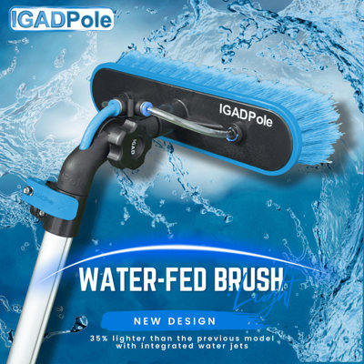 IGADPole 30ft, 9m Washing Kit, Water-fed Brush, Cobweb Duster and 10in, 25cm Squeegee and Soap Dispenser, Window Cleaning Pole