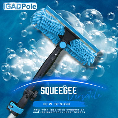 IGADPole 30ft, 9m Washing Kit, Water-fed Brush, Cobweb Duster and 10in, 25cm Squeegee and Soap Dispenser, Window Cleaning Pole
