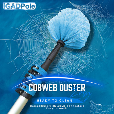 IGADPole 30ft, 9m Washing Kit, Water-fed Brush, Cobweb Duster and 10in, 25cm Squeegee and Soap Dispenser, Window Cleaning Pole