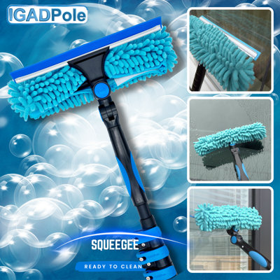 IGADPole Professional Telescopic Window Cleaning Kit 12 Foot (3.6m) Extension  Pole and Double Pivot 10(25cm) Window Squeegee