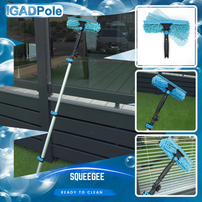 IGADPole Professional Telescopic Window Cleaning Kit 17 Foot (5m) Extension Pole and Single Pivot 10"(25cm) Window Squeegee