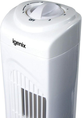 Igenix DF0029 Tower Fan, Oscillating, 29 Inch, 3 Speed Settings with Auto Shut Off, White