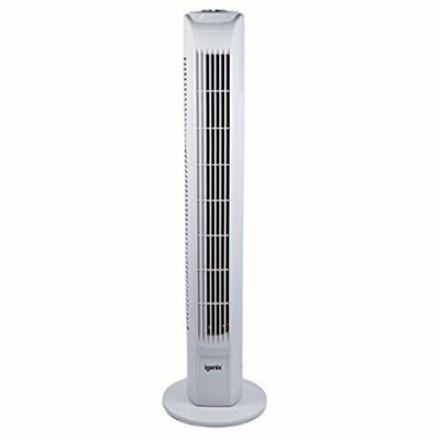 Igenix DF0035T Tower Fan, Oscillating, 7.5 Hour Timer, 29 Inch, White