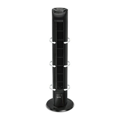 Igenix DF0035TBL Tower Fan, Oscillating, 7.5 Hour Timer, 29 Inch, Black