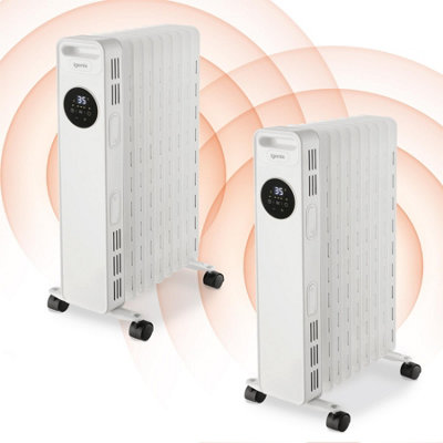 Igenix IG2621 Digital Oil Filled Radiator, White (Pack of 2)