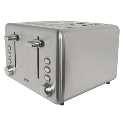 Igenix IG3204, 4 Slice Toaster, Reheat Function, Slide out Crumb Tray, Stainless Steel