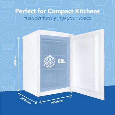 Igenix IG155W 95 Litre Under Counter Fridge - White, 55cm Wide With Ice Box & Adjustable Shelves