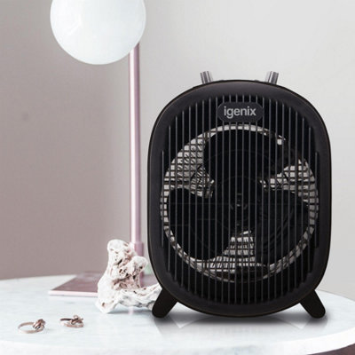 Igenix IG9022, Electric Fan Heater with 2 Heat Settings, Portable, Pack of 2, Black
